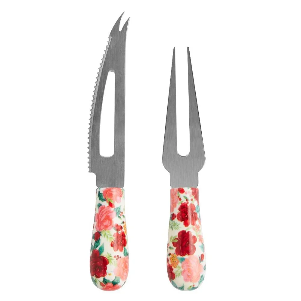 Pioneer Woman Cheese Knife Serving Set 4 pieces Cheerful Rose New
